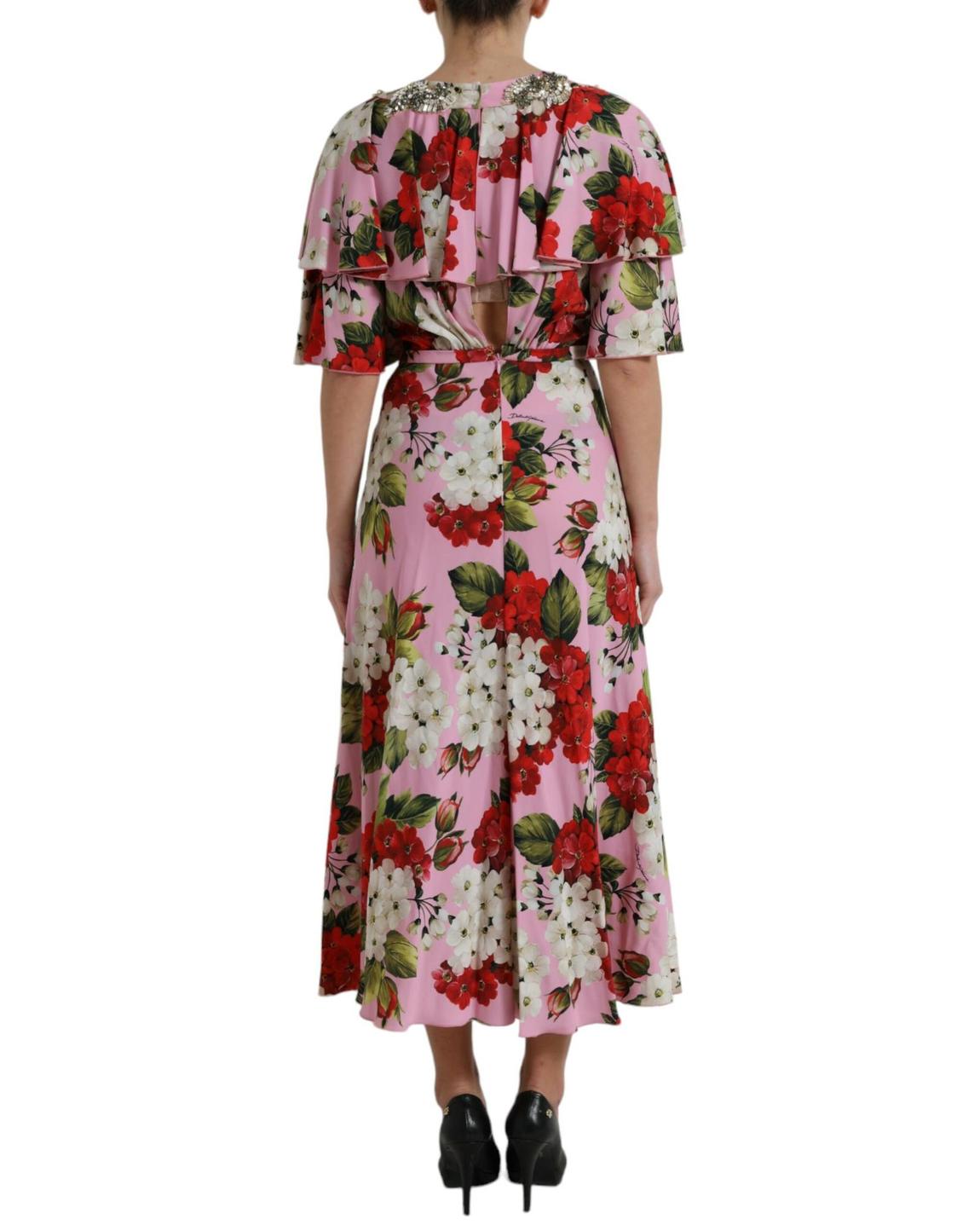 Floral Silk Dress Model MidLength - Multicolor Dresses main product photo