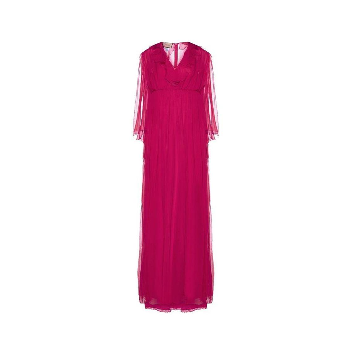 Silk Midi Dress with Elasticated Waist and V-Neckline Wo - main product photo