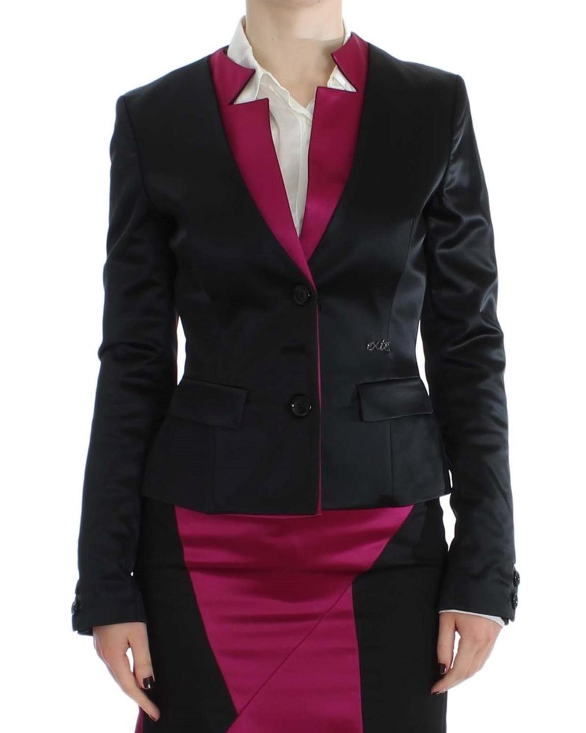 Satin Blazer Contrast Collar - Black Suits main product photo