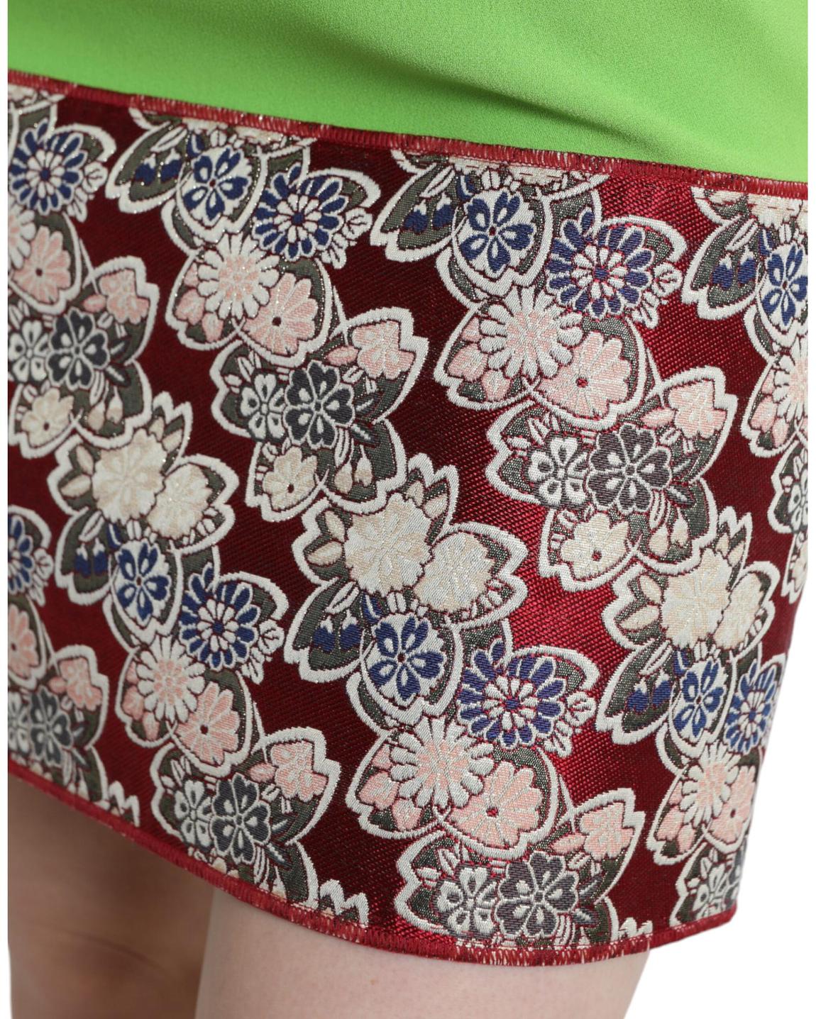 Printed Mini Dress Sleeveless Round Neck Wo - Green Dresses main product photo