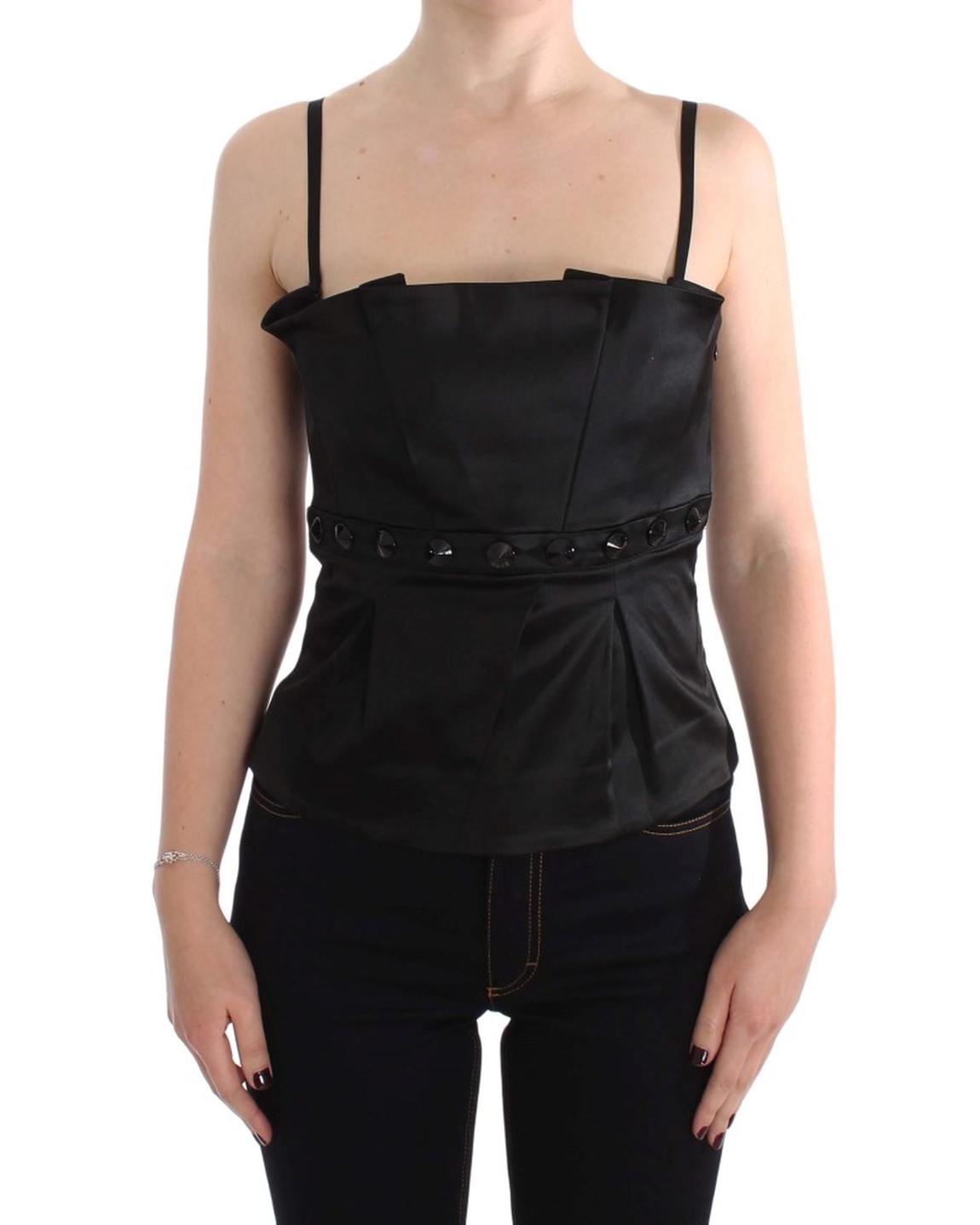 Black Satin Pleated Top Suits main product photo
