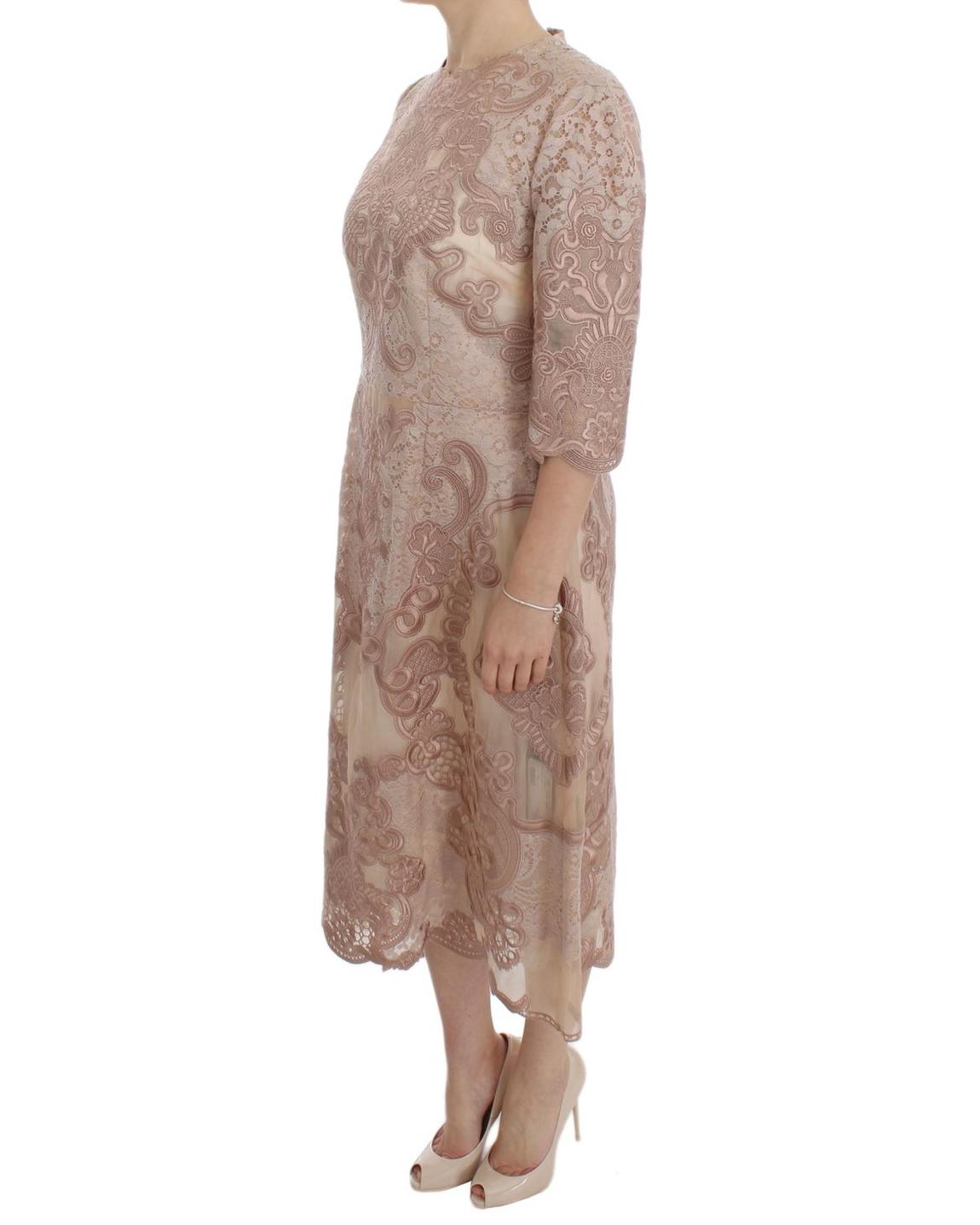 Lace Midi Dress 34 Sleeve Style - Pink Dresses main product photo