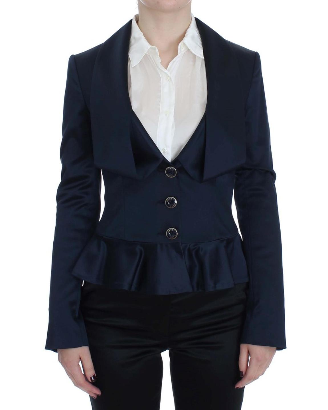 Satin Peplum Blazer - Blue Suits main product photo