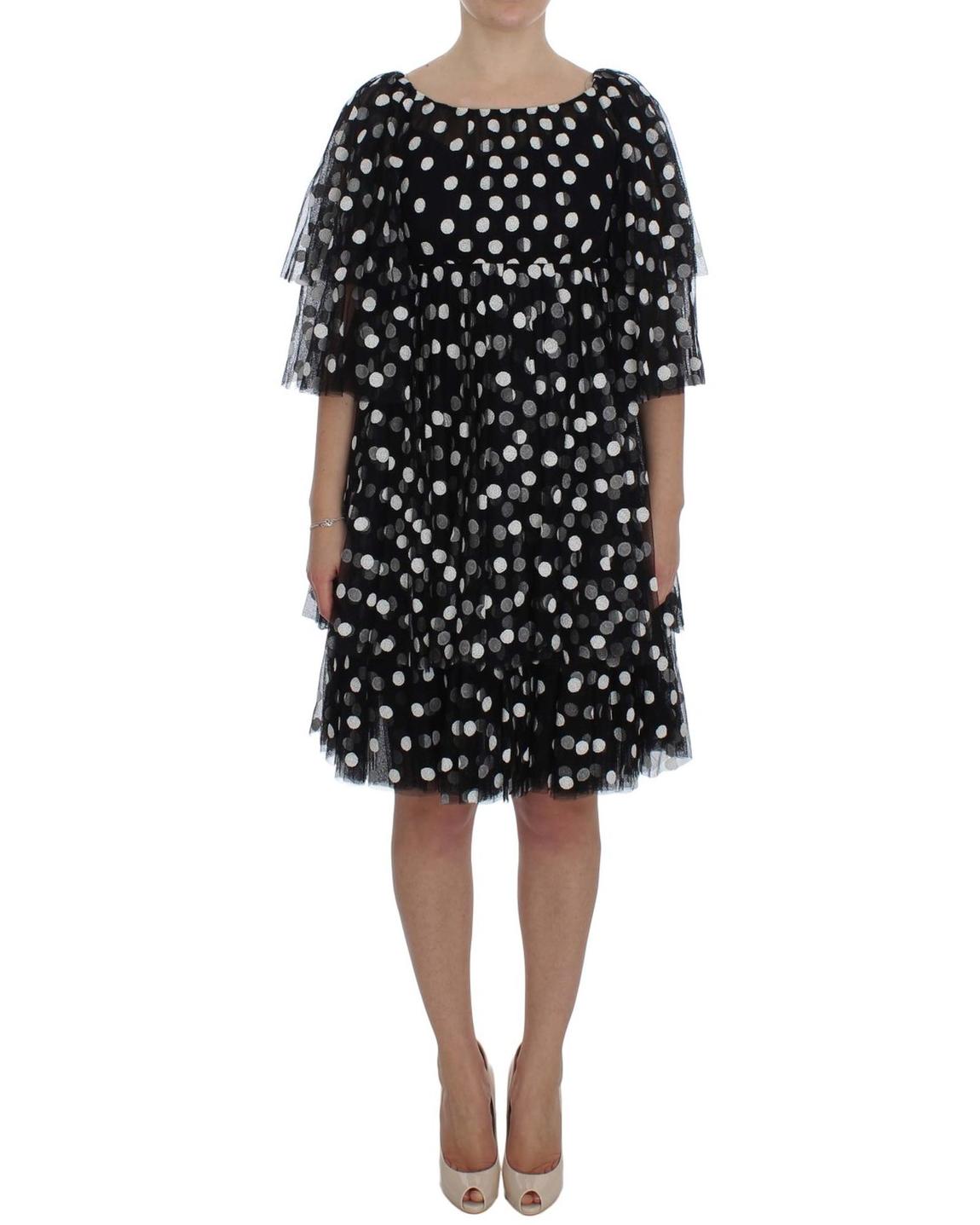 Dolce Gabbana Polka Dot Tulle Mini Dress - Black Dresses main product photo