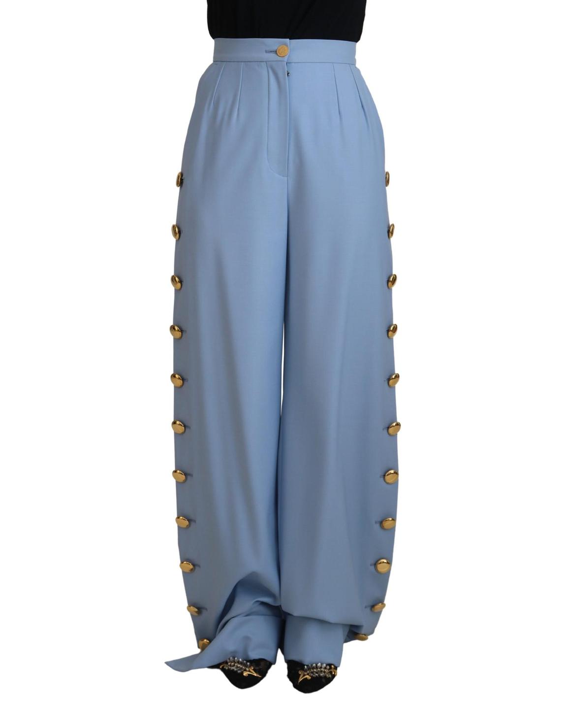 WideLeg Trousers Gold Buttons Wo - Light Blue Jeans main product photo