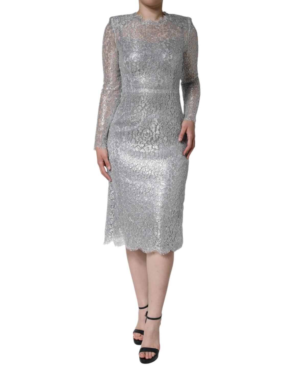 Lace Dress Silver Long Sleeves Dresses main product photo
