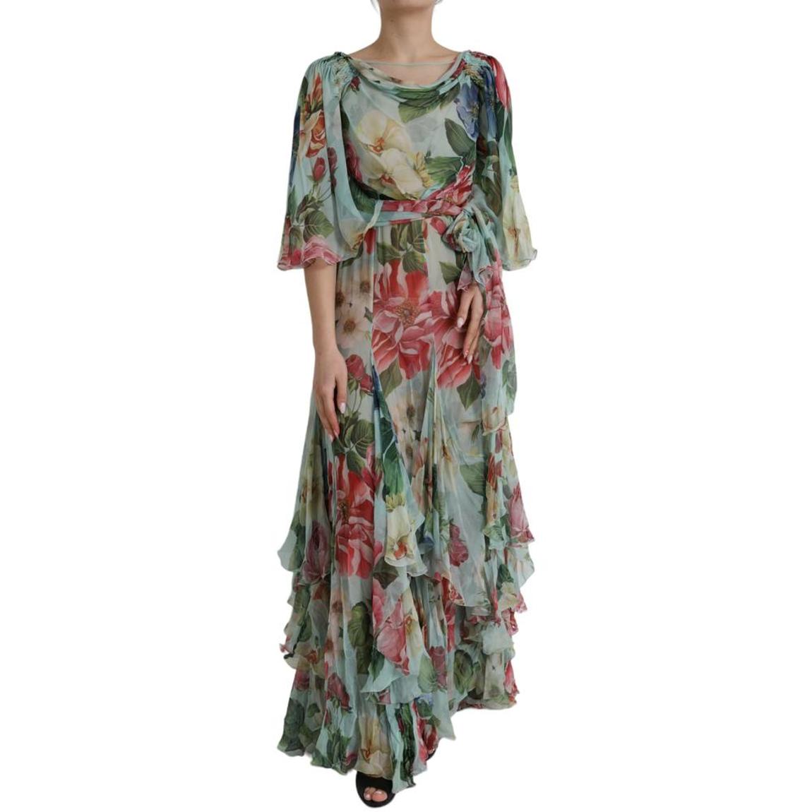 Floral Silk Chiffon Maxi Dress - Floral Print Dresses main product photo