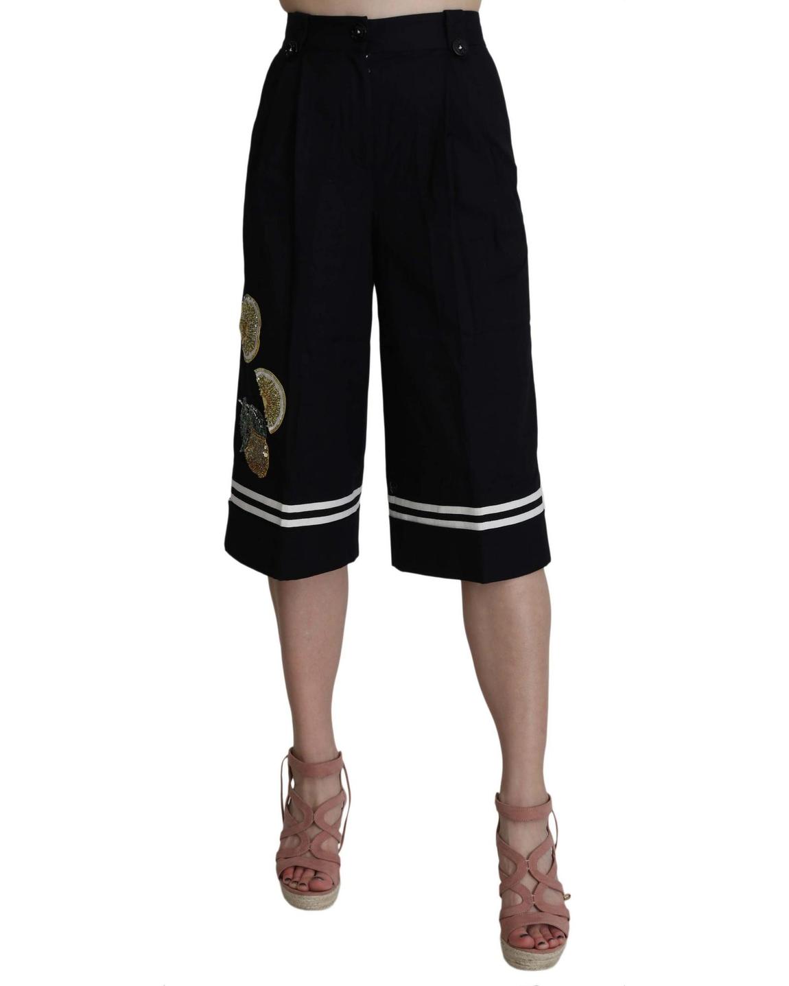 Dolce Gabbana Lemon Print Culotte Pants Wo - Black Jeans main product photo