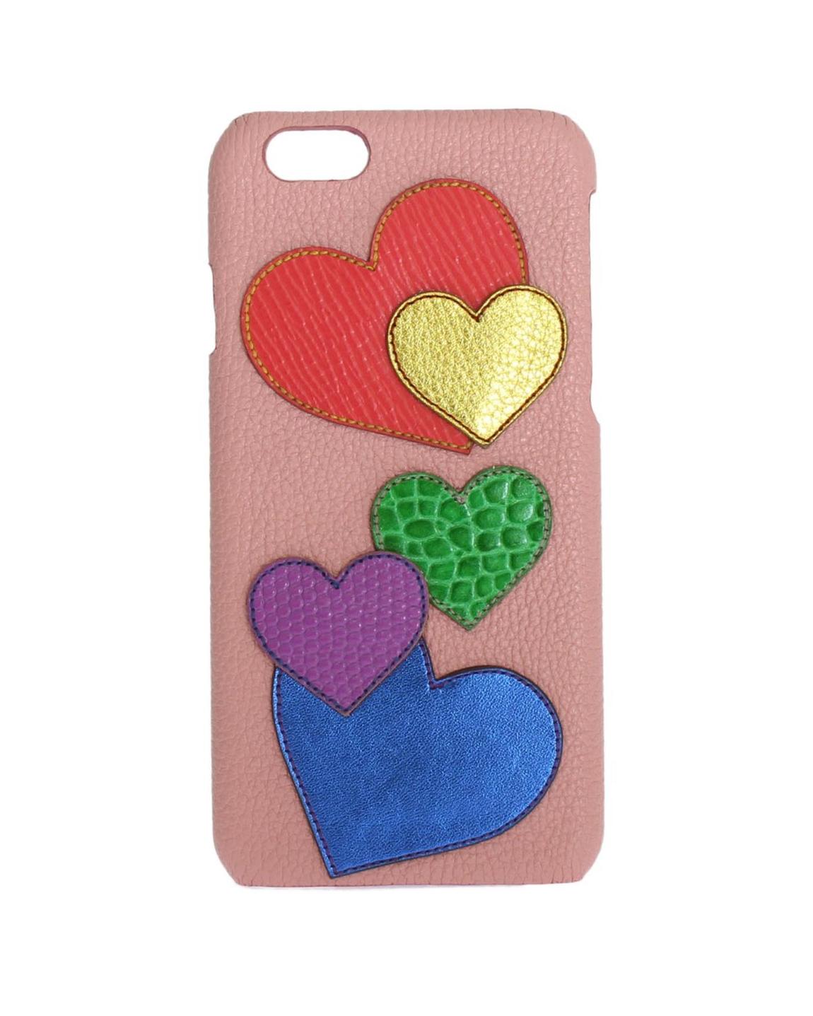 Multicolor Hearts Leather Phone Case Wo - Pink Miscellaneous main product photo