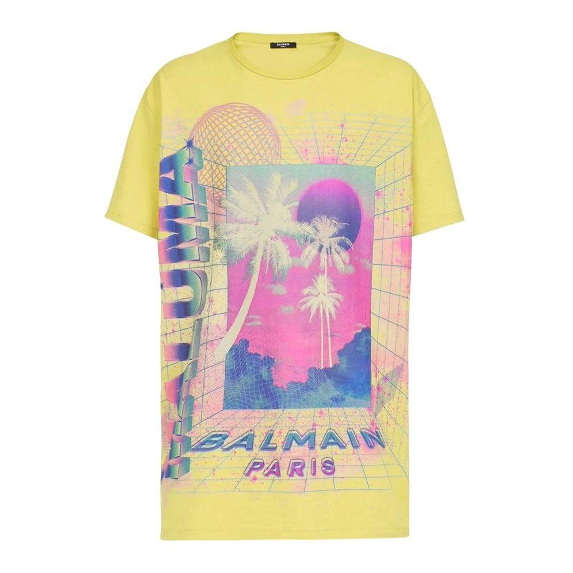 Cotton T-Shirt with Graphic Print and Short Sleeves - Yellow main product photo