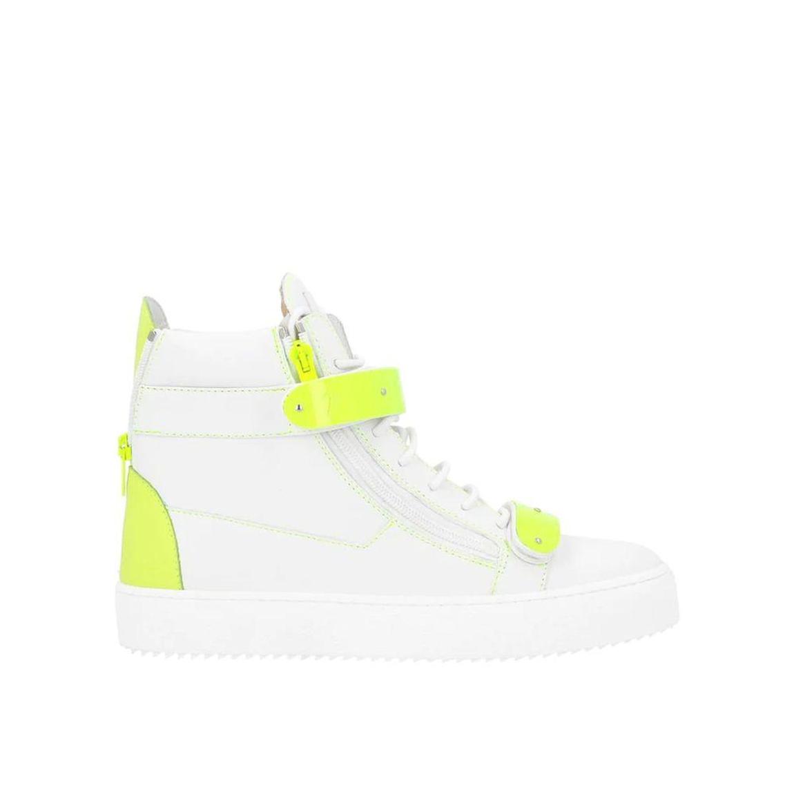 Leather Sneakers with Velcro Strap and Side Zip Closure - White main product photo