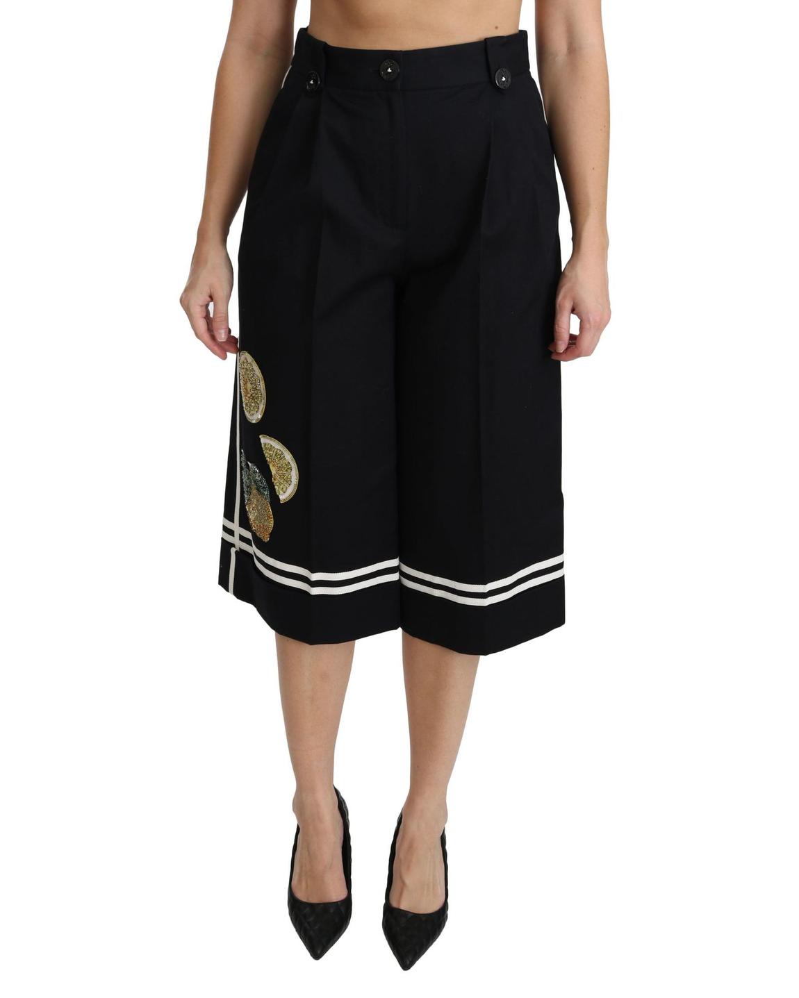 Dolce Gabbana Lemon Print Culottes - Black Jeans main product photo