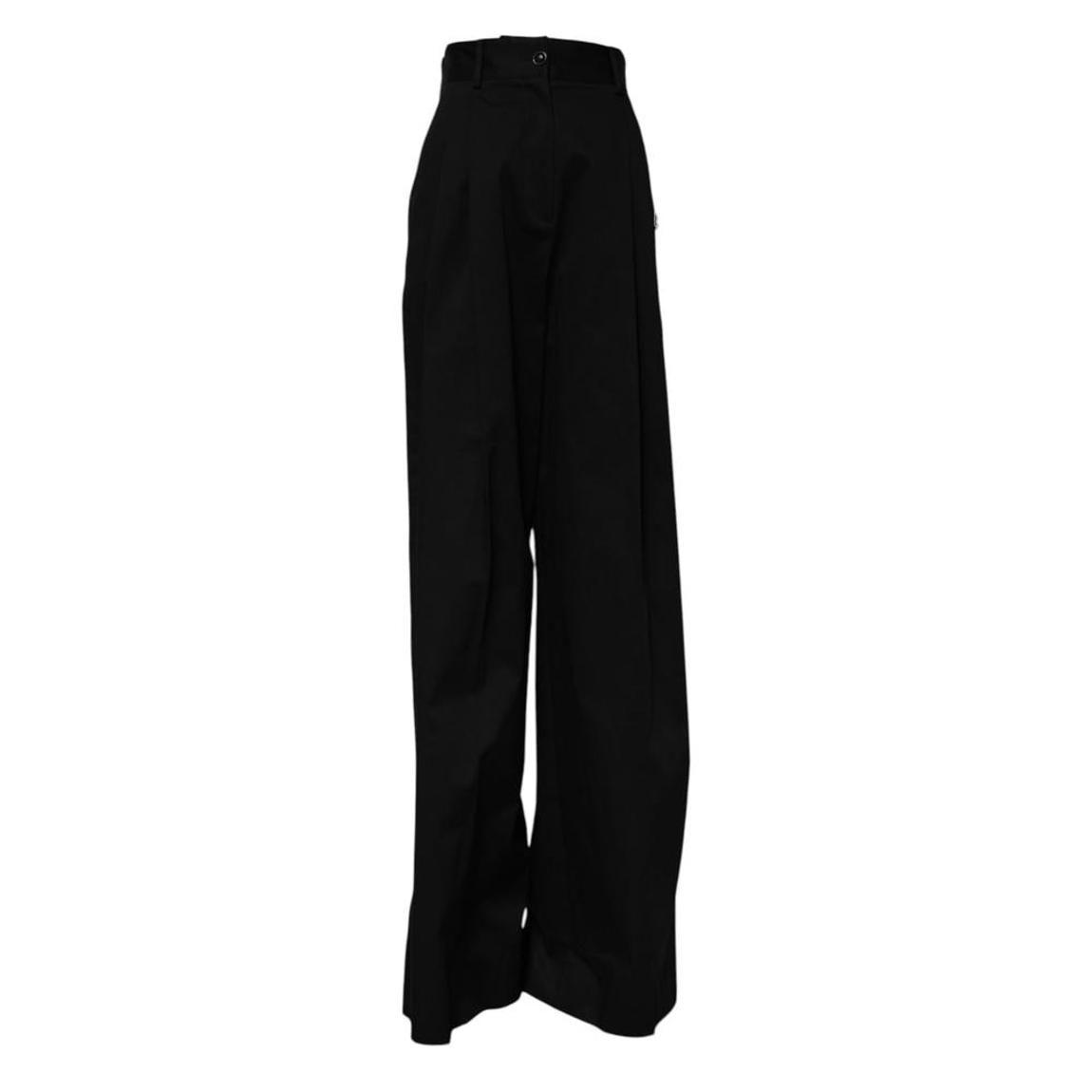 HighWaist Wide Leg Cotton Pants - Black Jeans main product photo