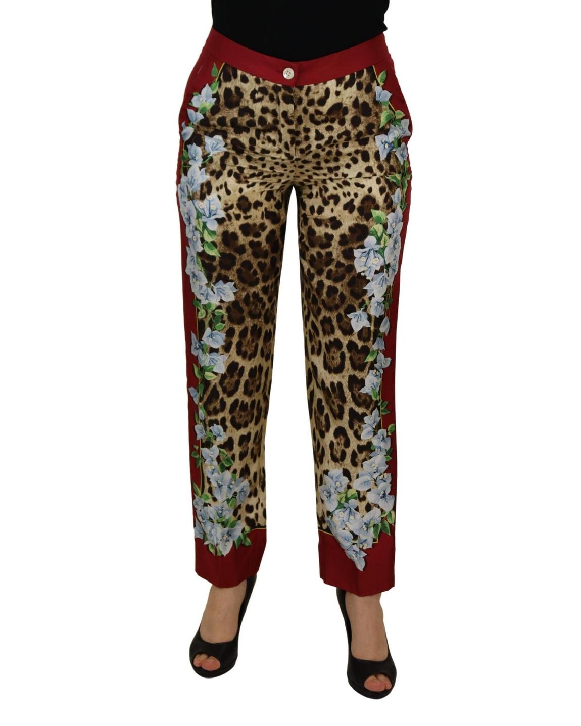 Leopard Print Trousers Floral Side Panel Wo - Multicolor Jeans main product photo