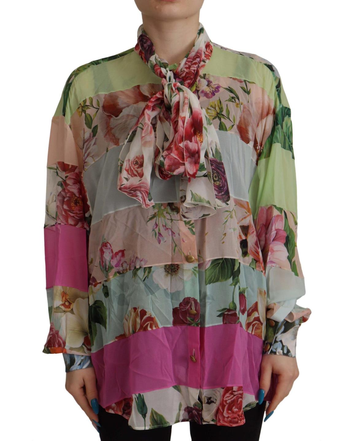 Dolce Gabbana Floral Silk Blouse TSH7868 - Multicolor Tops main product photo