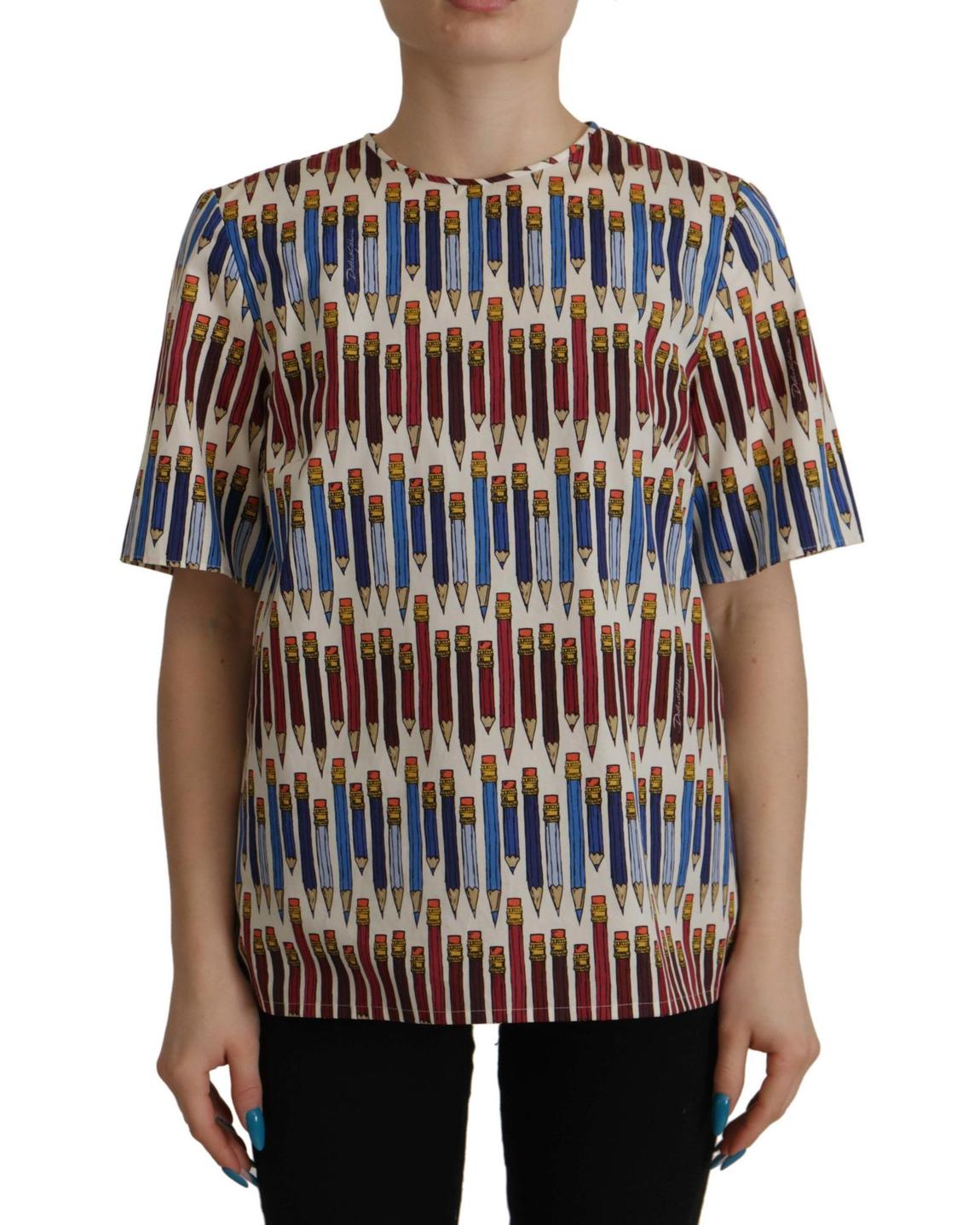 Pencil Print Blouse TSH7836 - White Tops main product photo