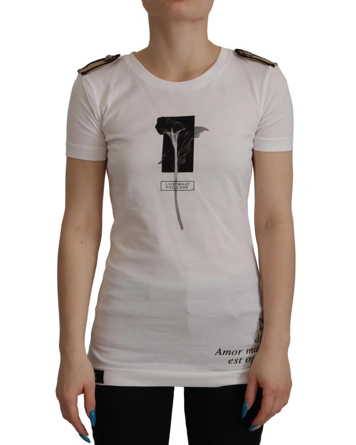 Dolce Gabbana TSH7843 Flower Graphic Tee Wo - White Tops main product photo