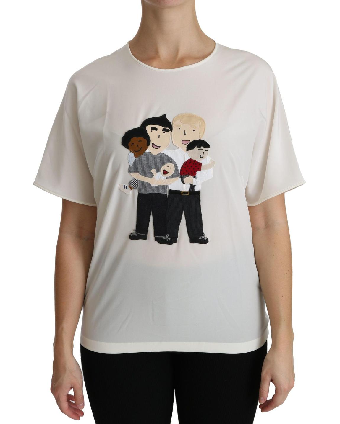 Dolce Gabbana Family Appliqu TShirt TSH4297 Wo - White Tops main product photo