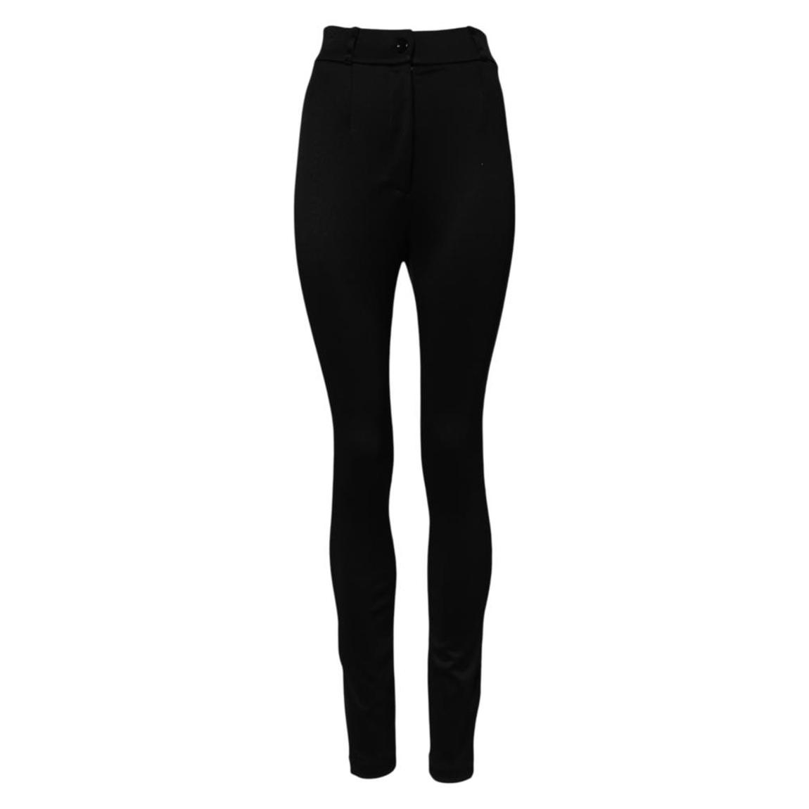 High Waist Skinny Leggings Pants with Logo Details Wo - Black Jeans main product photo