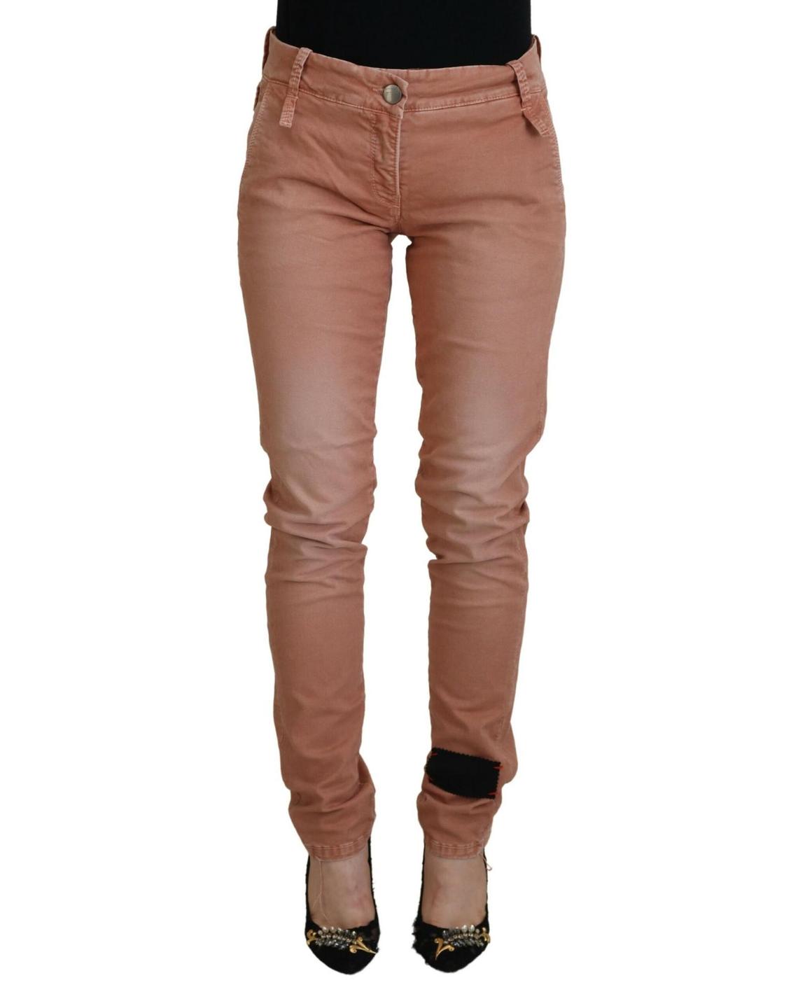Dusty Rose Skinny Jeans Model PAN71193 Wo - Pink Jeans main product photo