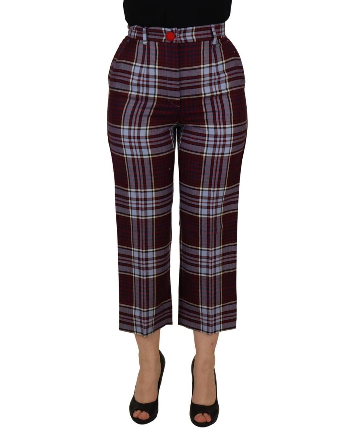 Cropped Plaid Trousers Wo - Gray Jeans main product photo
