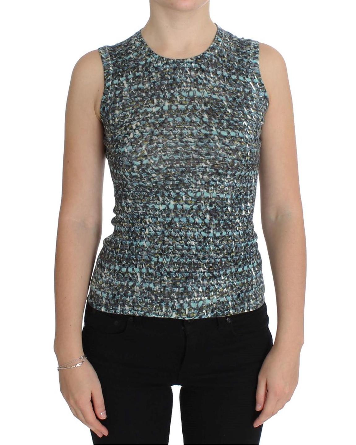 Dolce Gabbana Sleeveless Top Fitted Multicolor Wo - Blue Tops main product photo