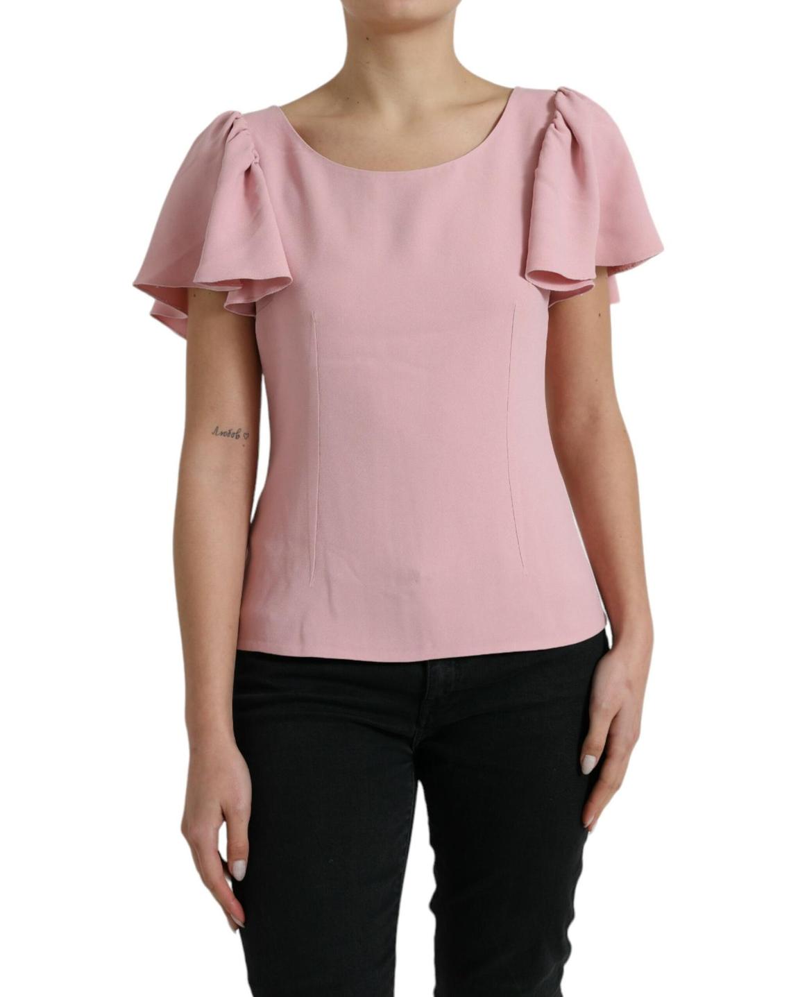 Dolce Gabbana Flutter Sleeve Blouse Pink Wo Tops main product photo