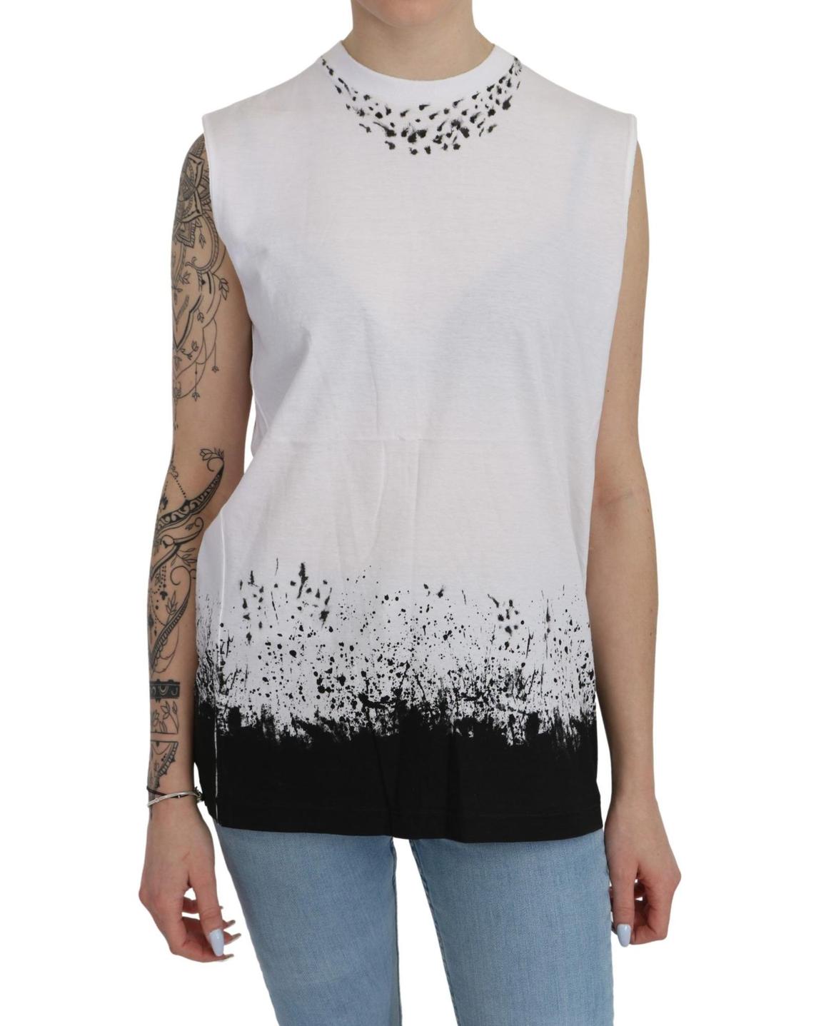 Dsquared2 TShirt Splatter Print Sleeveless Top Wo - White Tops main product photo