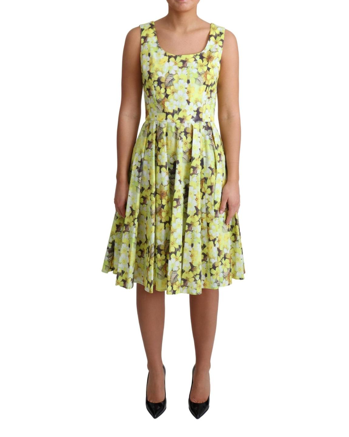 Floral Fit Flare Dress DR2757 Wo - Yellow Dresses main product photo