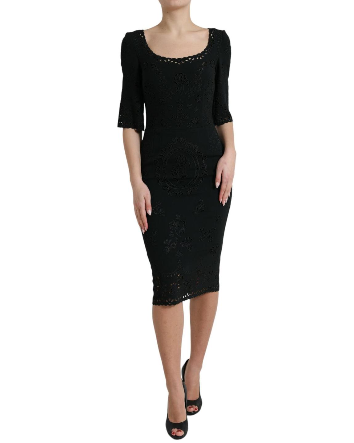 Floral Lace Pencil DressModelPencil Wo - Black Dresses main product photo