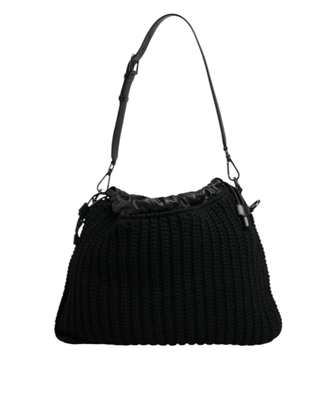 Knitted Shoulder Bag Casual Style Wo - Black main product photo
