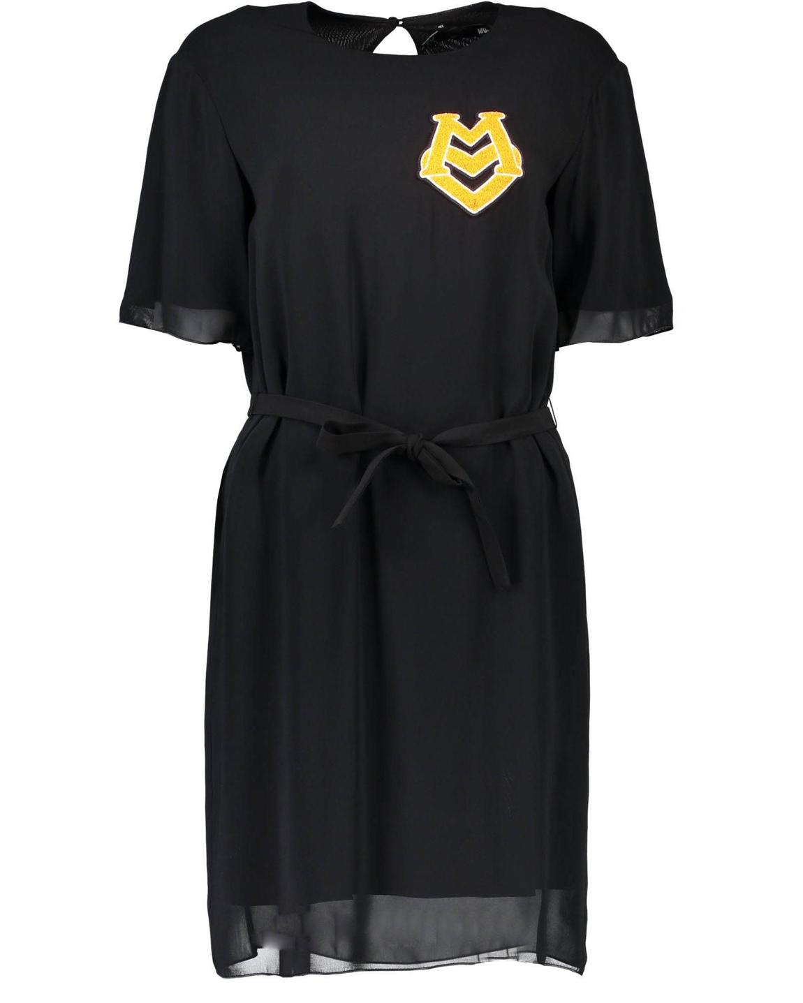 Mini Dress Short Sleeves Round Neck - Black Dresses main product photo