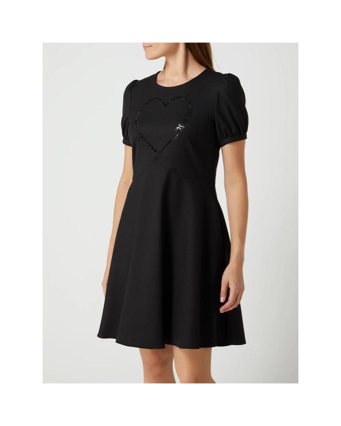 Heart Embellished Aline Mini Dress - Black Dresses main product photo