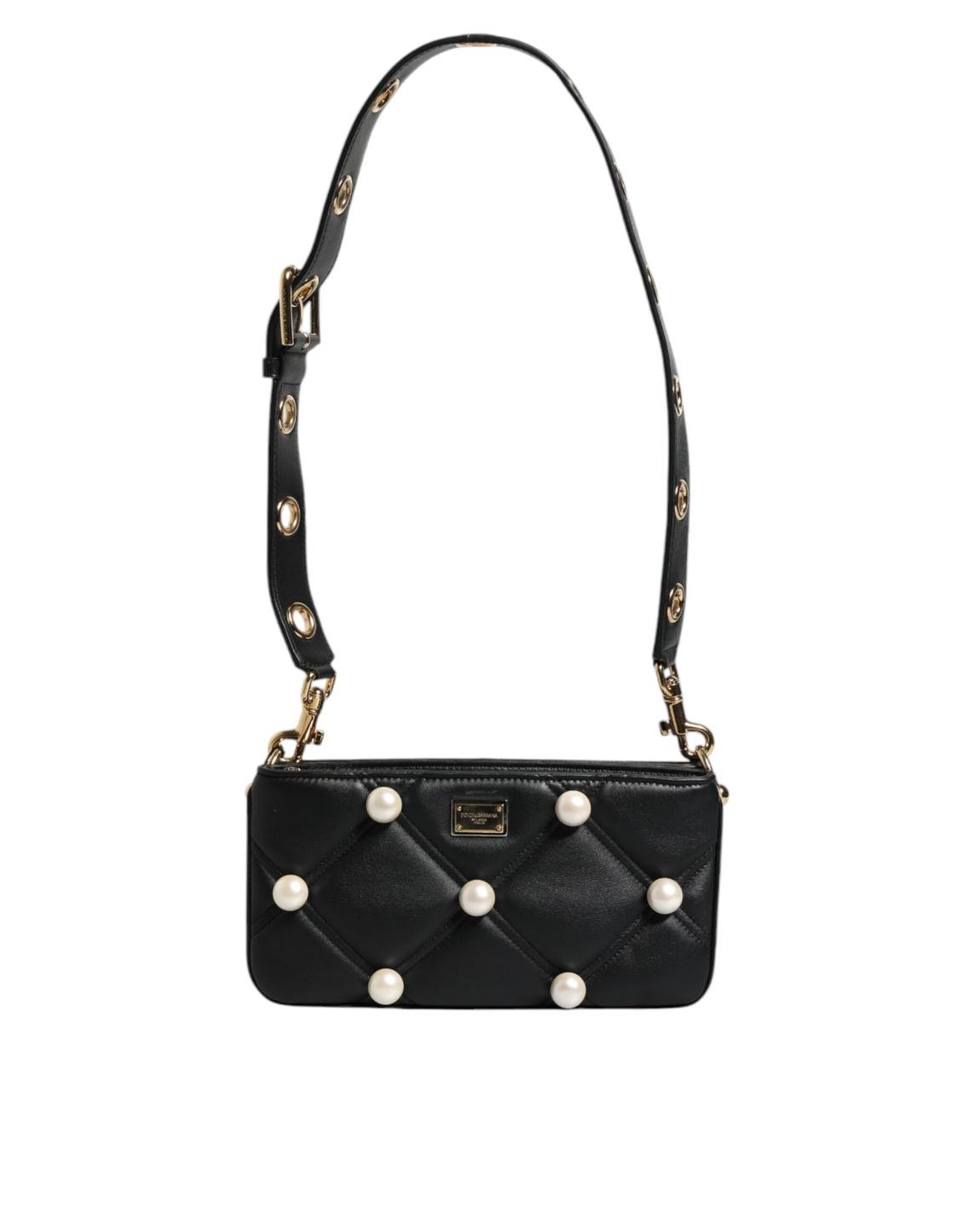 Sicily Quilted Pearl Shoulder Bag Wo - Black main product photo