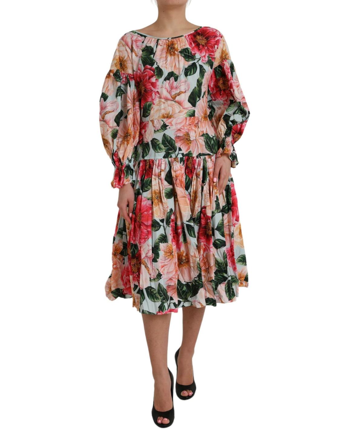 Floral Midi Dress Long Sleeves - Multicolor Dresses main product photo