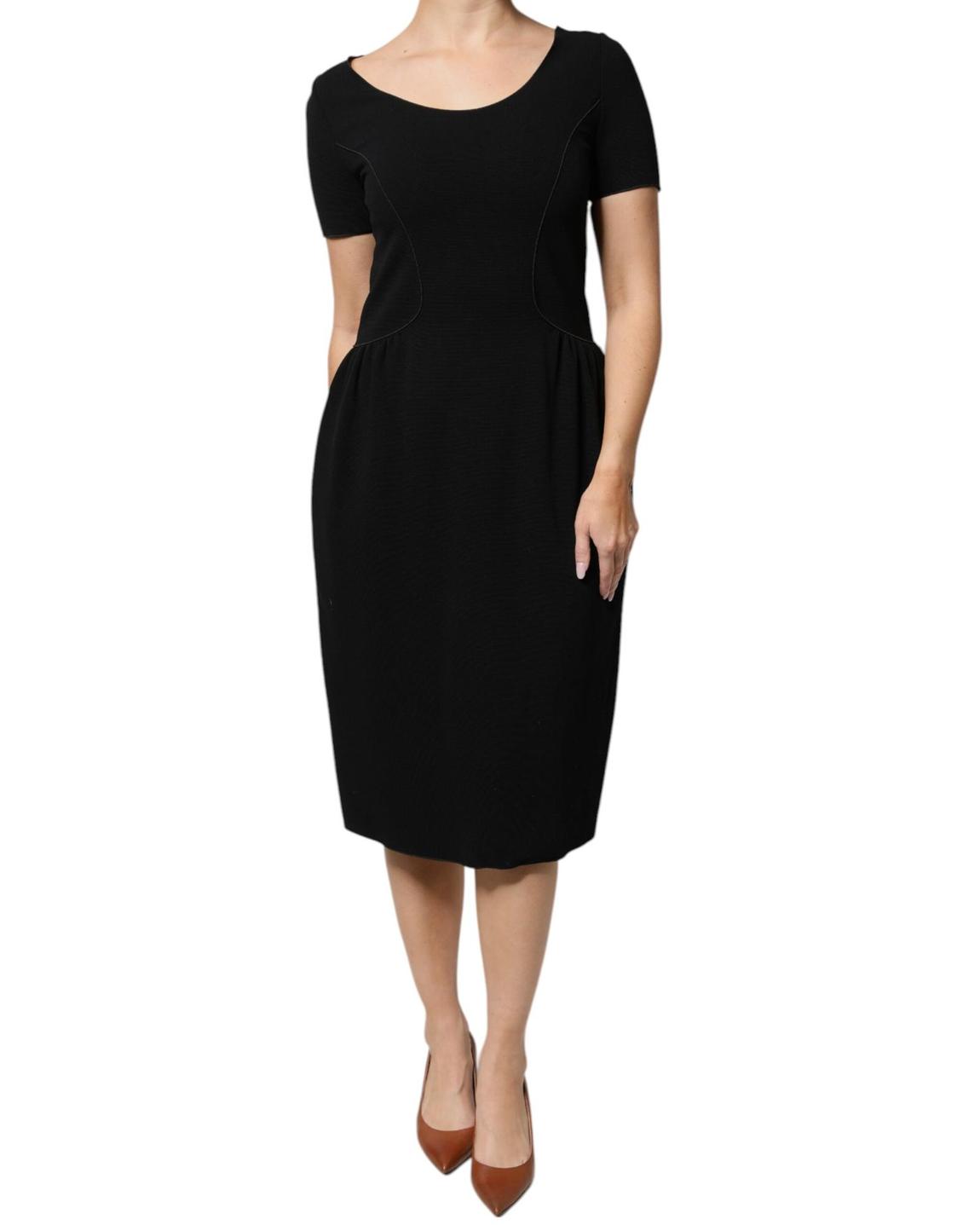 Short Sleeve Sheath Dress Wo - Black Dresses main product photo