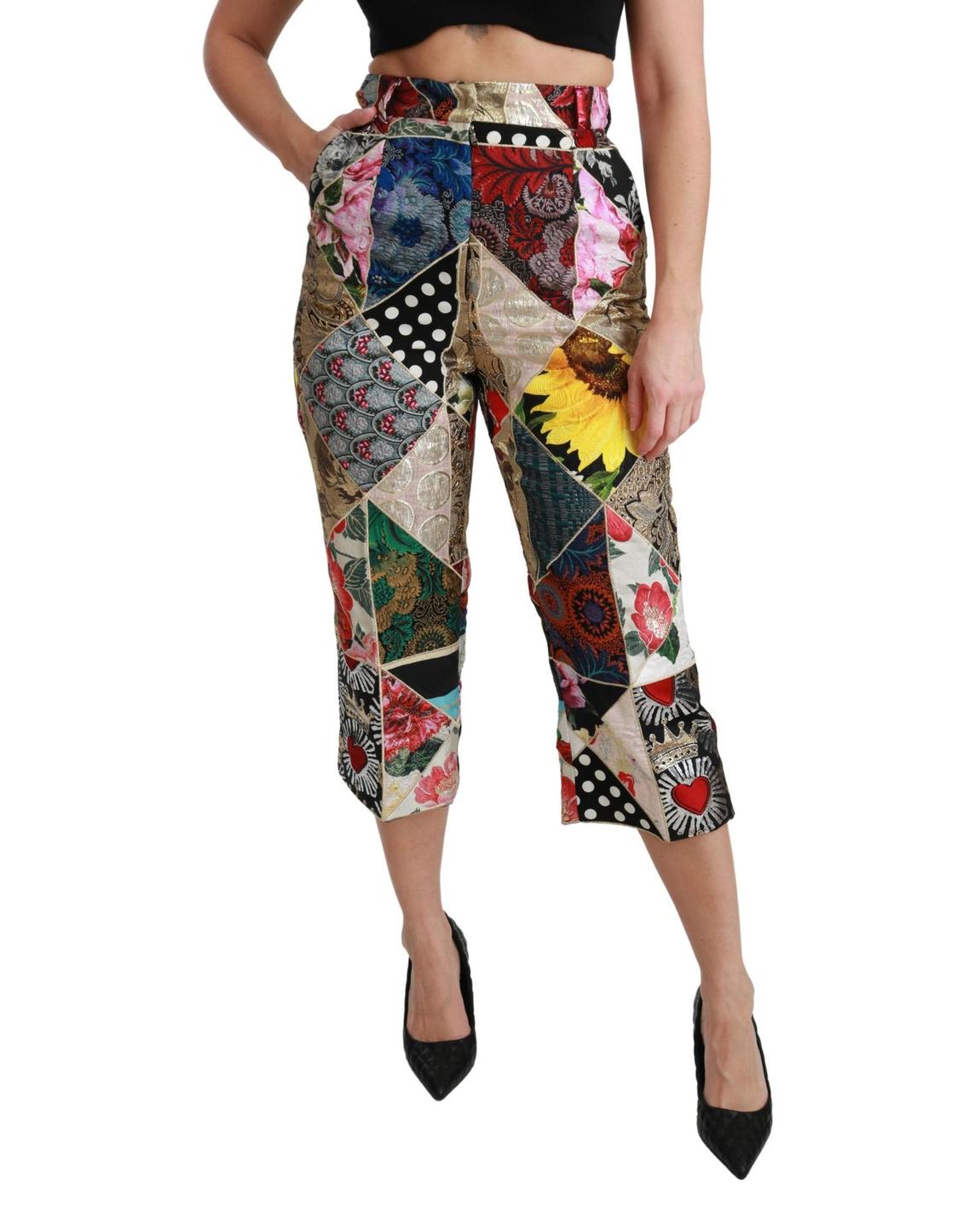 Dolce Gabbana Patchwork Trousers Cropped Style Wo - Multicolor main product photo