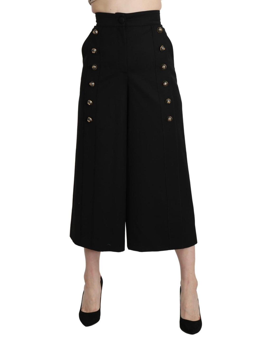 Dolce Gabbana Culottes High Waist Wide Leg Wo - Black Jeans main product photo