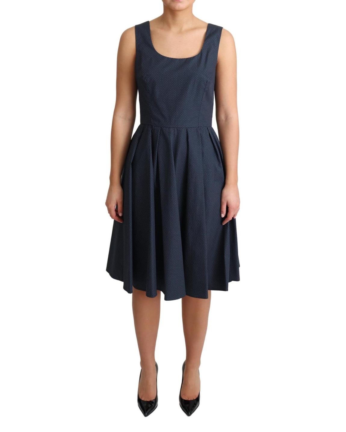 Dolce Gabbana DR2751 Dress Navy Polka Dot ALine Wo - Blue Dresses main product photo