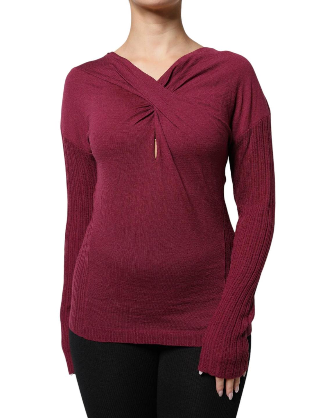 TwistNeck Knit Sweater - Maroon main product photo