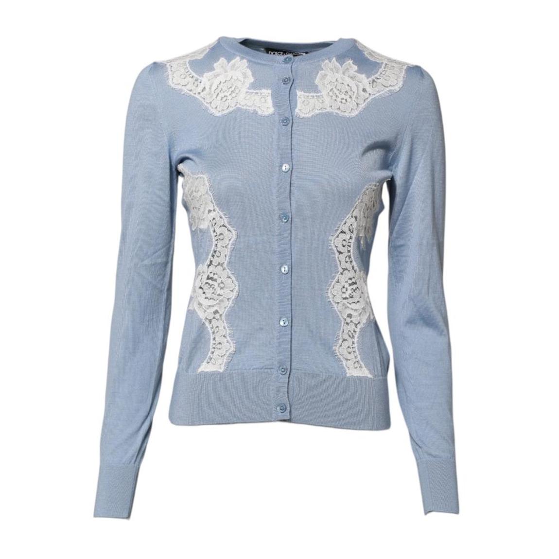 Floral Lace Detailing Cardigan Sweater with Button Closure - main product photo