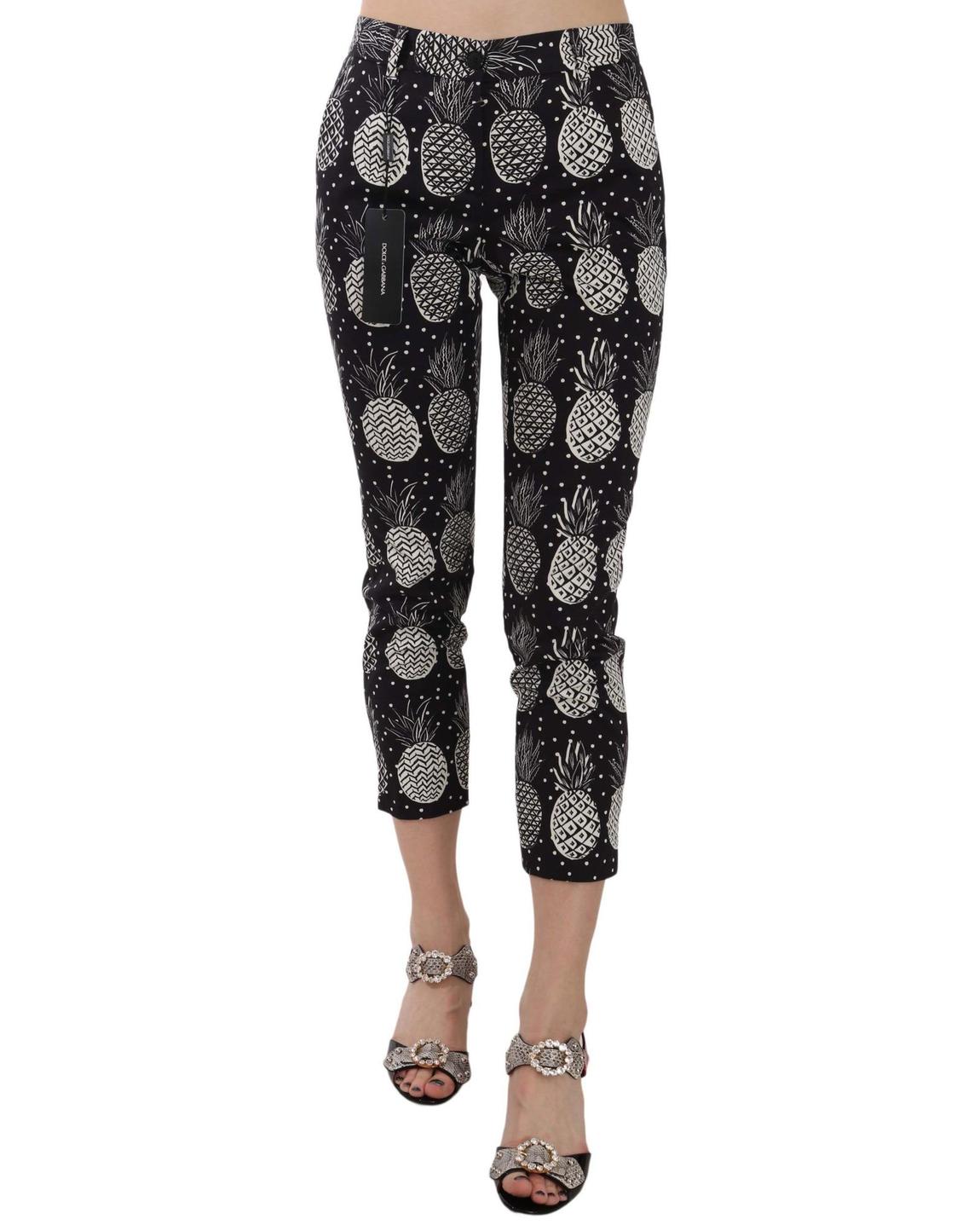 Pineapple Print Cropped Trousers Wo - Black Jeans main product photo