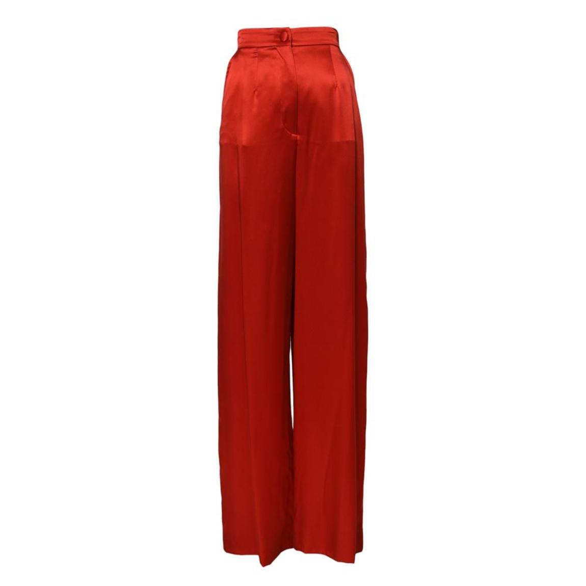 High Waist Wide Leg Satin Silk Pants - Red Jeans main product photo