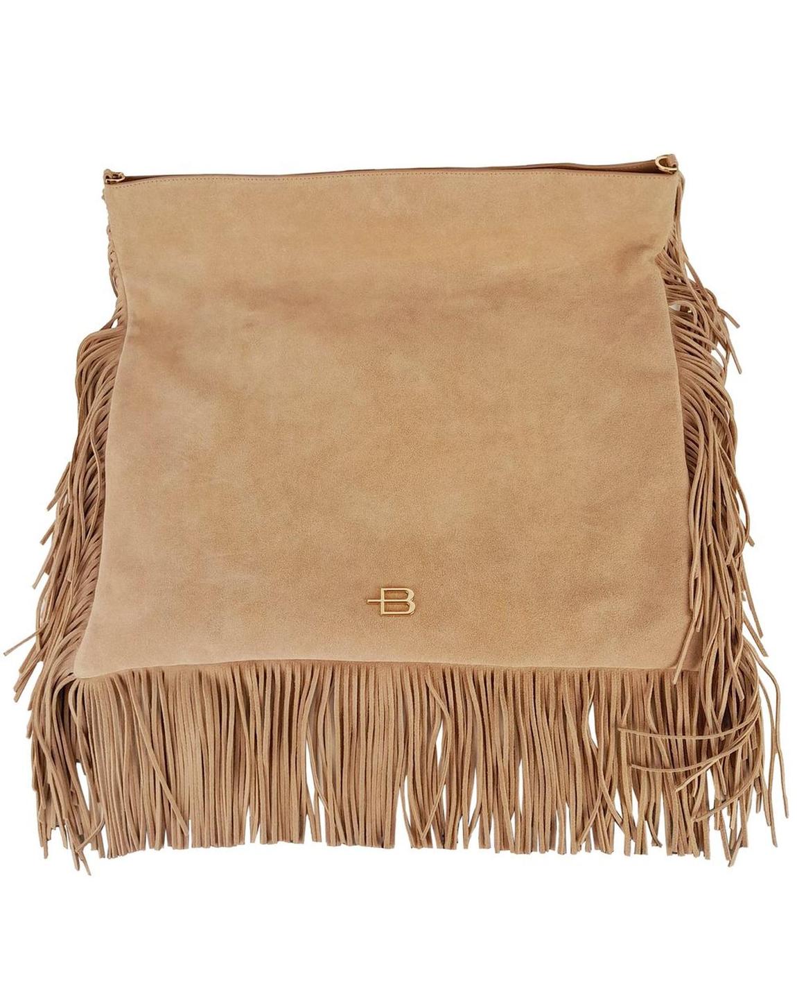 Fringe Suede Crossbody Bag Wo - Beige main product photo