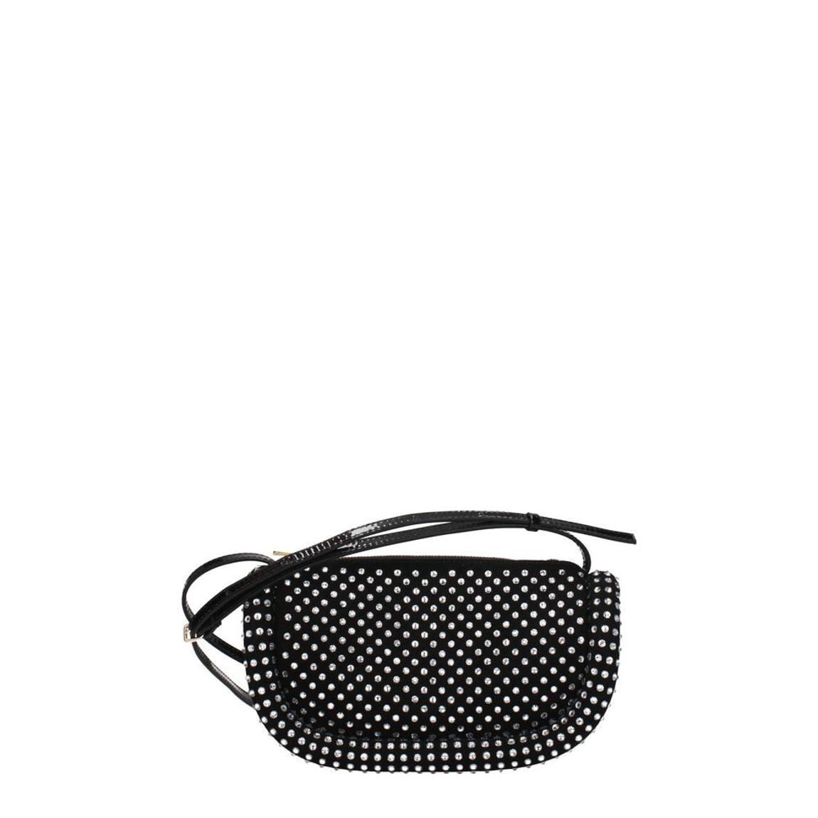 Leather Crossbody Bag with Side Logo and Rhinestone Detailing Wo - main product photo