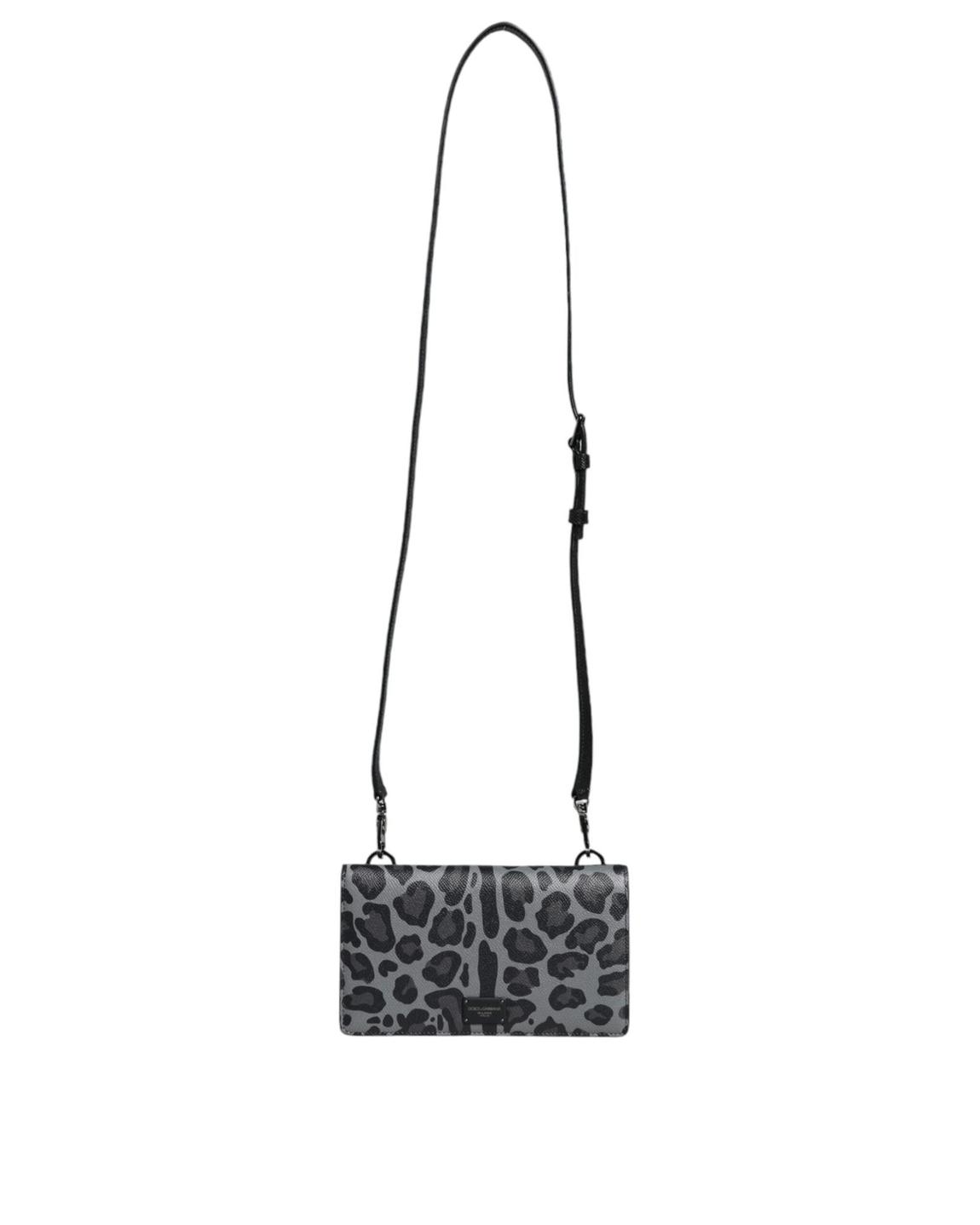 Leopard Print Card Holder Crossbody Wo - Black And Gray Crossbody main product photo