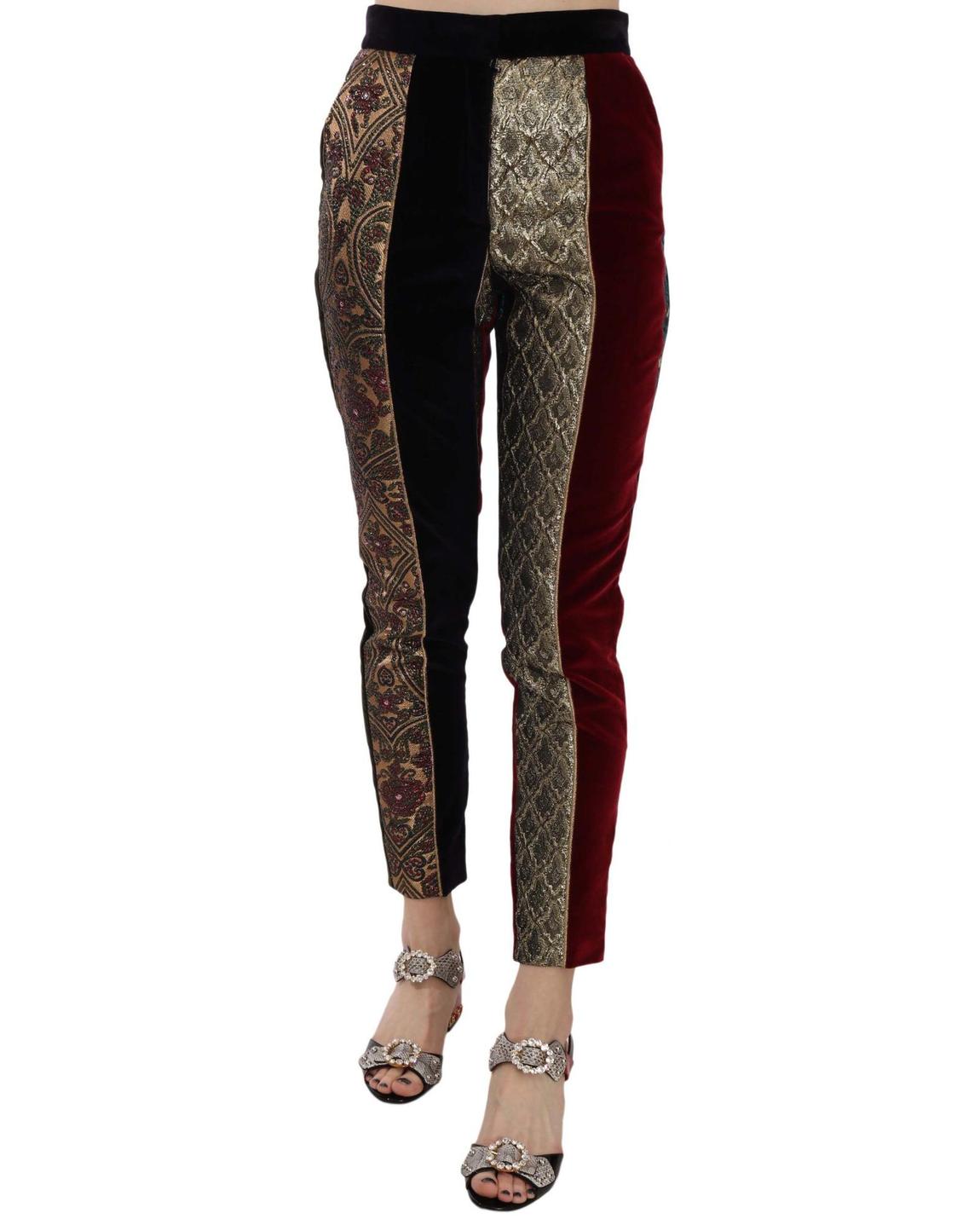 Dolce Gabbana PAN70040 Multicolor Velvet Trousers Jeans main product photo