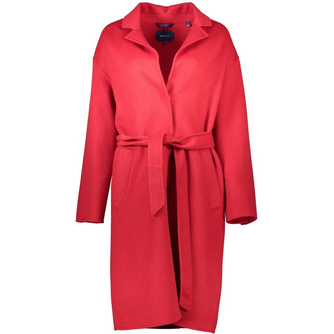 Belted Wool Coat Classic Style - Red Jackets main product photo