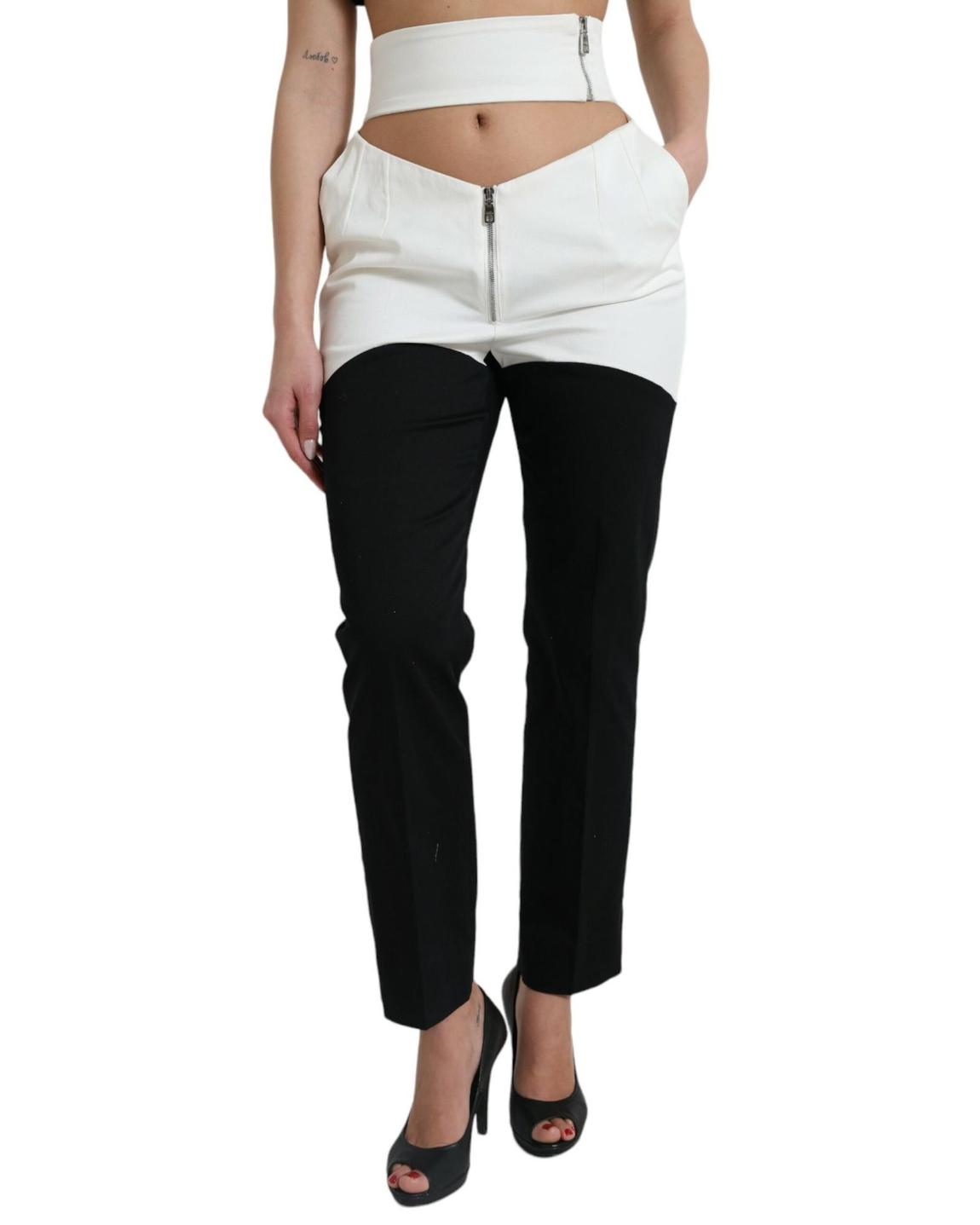 TwoTone Designer Pants Fitted ZipUp - Black And White Jeans main product photo