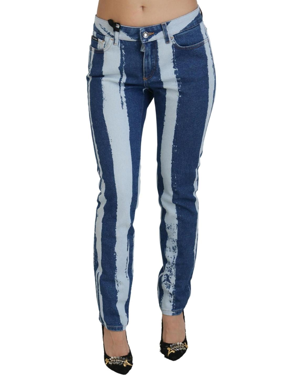 MidRise Skinny Jeans Vertical Paint Splatter Wo - Blue Jeans main product photo